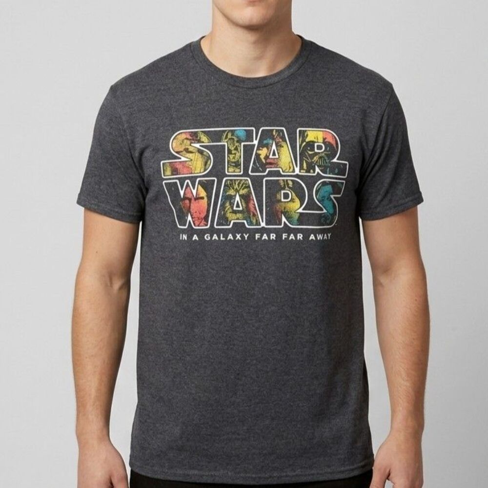 Star Wars Graphic Tee Mens Large Charcoal Logo Shirt MAD Engine
